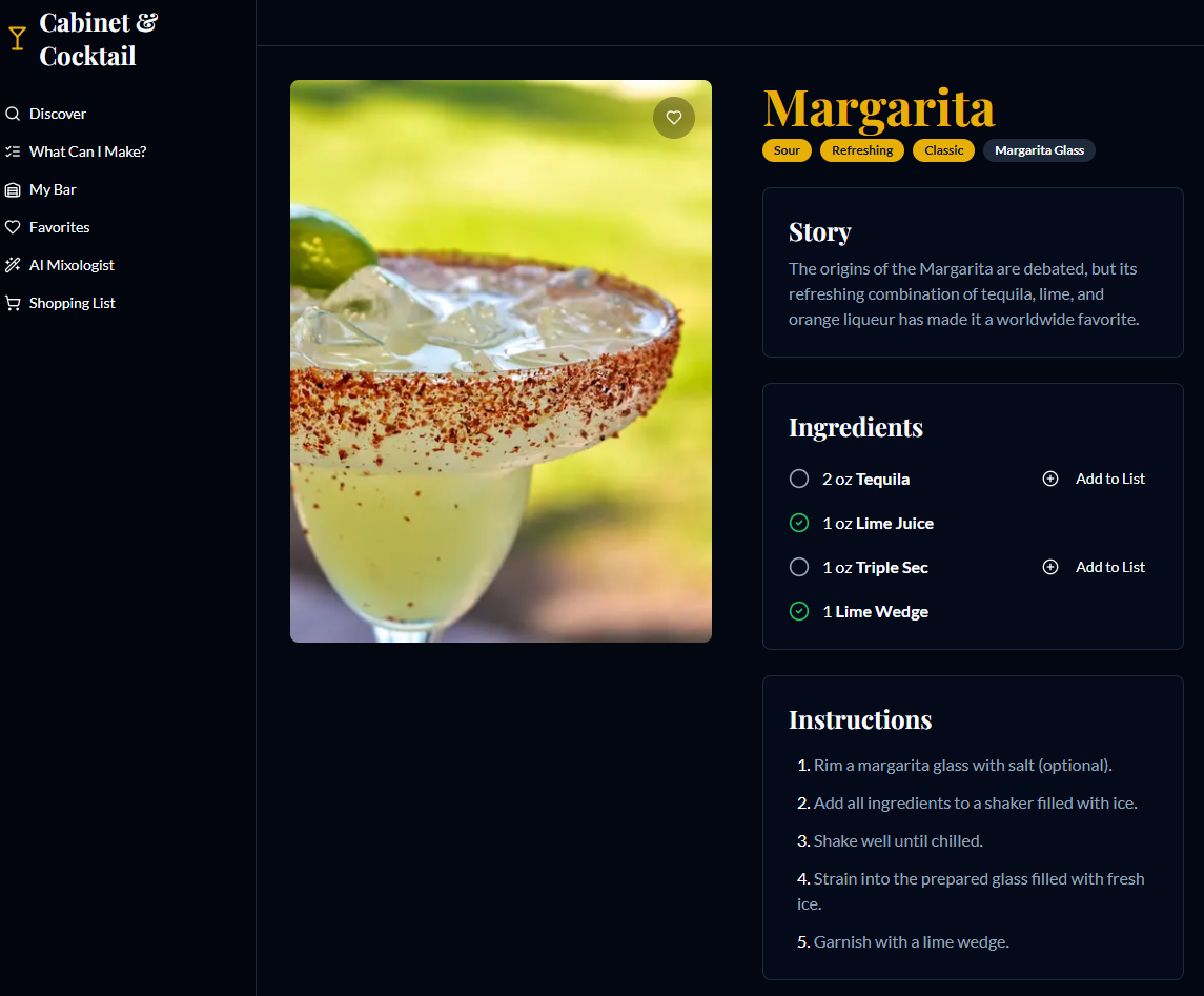 Cabinet2Cocktail: Your Personal Mixologist